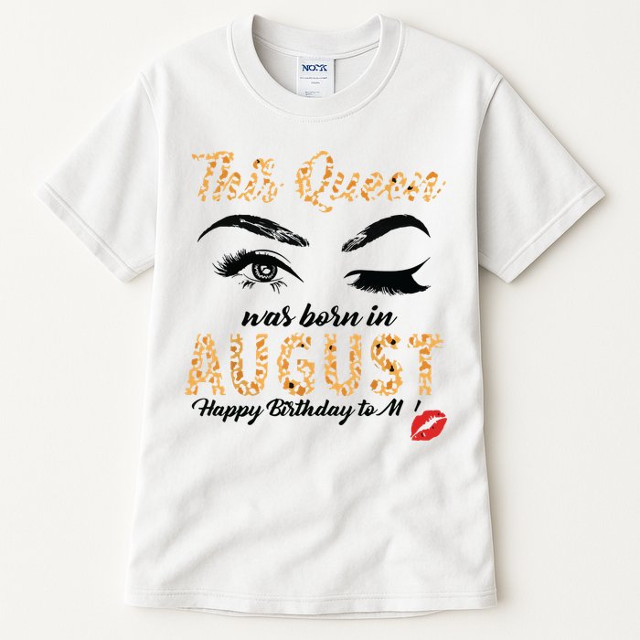 Womens Leopard This Queen Was Born In August Tall T-Shirt