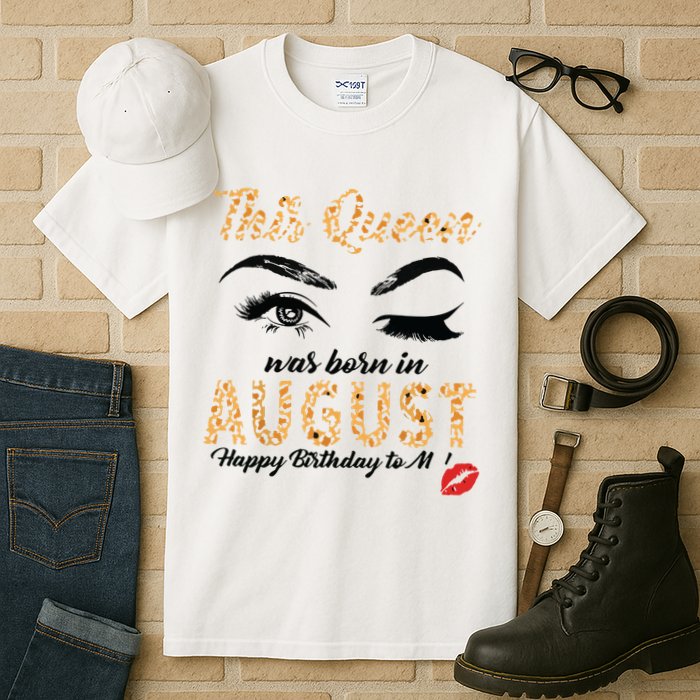 Womens Leopard This Queen Was Born In August Tall T-Shirt