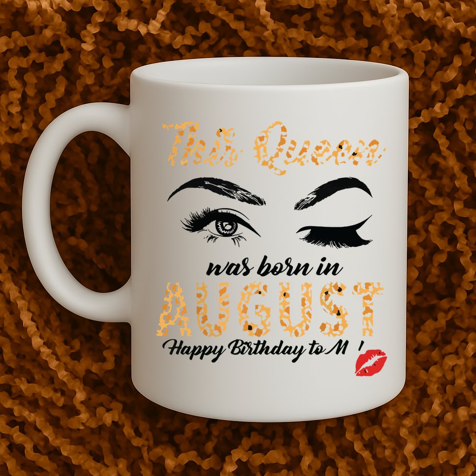 Womens Leopard This Queen Was Born In August Mug