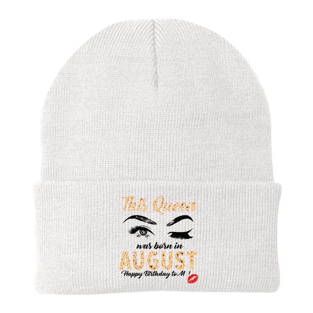 Womens Leopard This Queen Was Born In August Beanie