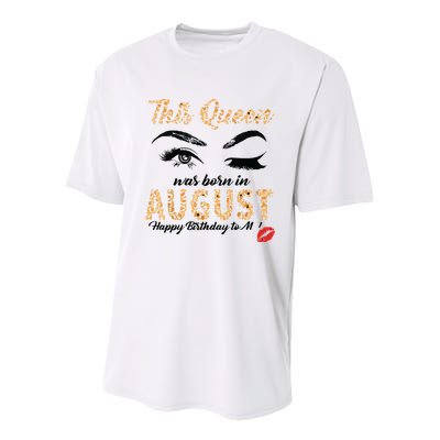 Womens Leopard This Queen Was Born In August Youth Performance Sprint T-Shirt