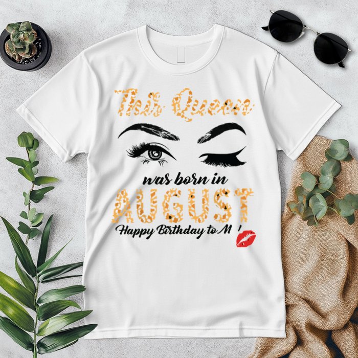 Womens Leopard This Queen Was Born In August Premium T-Shirt