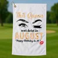 Womens Leopard This Queen Was Born In August Golf Towel
