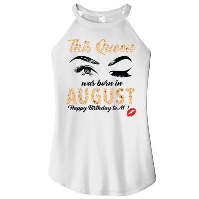 Womens Leopard This Queen Was Born In August Women's Perfect Tri Rocker Tank
