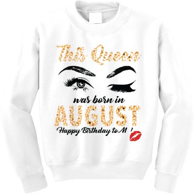 Womens Leopard This Queen Was Born In August Kids Sweatshirt
