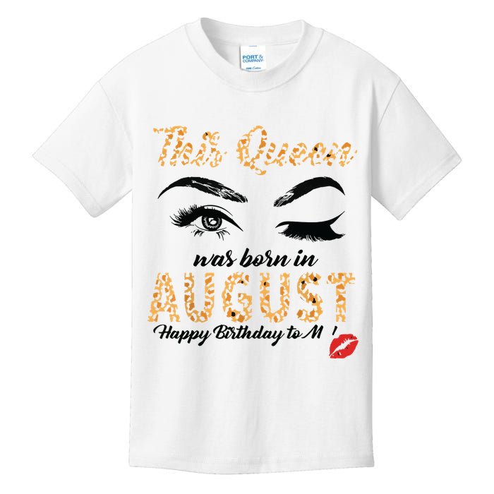 Womens Leopard This Queen Was Born In August Kids T-Shirt