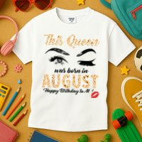 Womens Leopard This Queen Was Born In August Kids T-Shirt