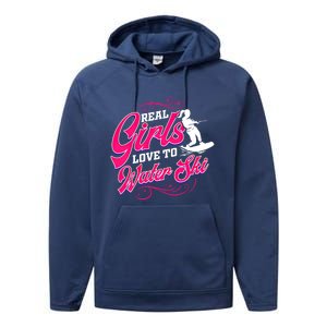 Waterski Love To Water Ski Waterskiing Gift Performance Fleece Hoodie