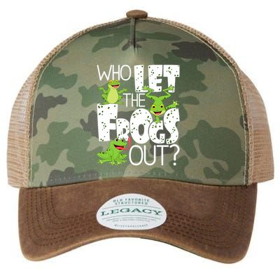 Who Let The Frogs Out Funny Amphibian Lover Frog Owner Legacy Tie Dye Trucker Hat