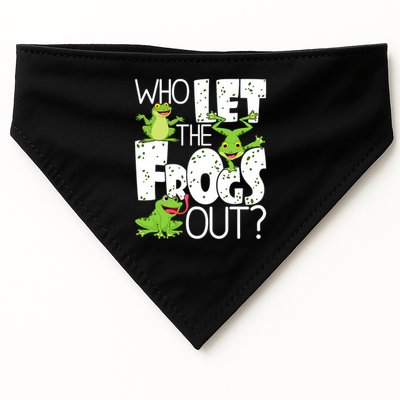Who Let The Frogs Out Funny Amphibian Lover Frog Owner USA-Made Doggie Bandana