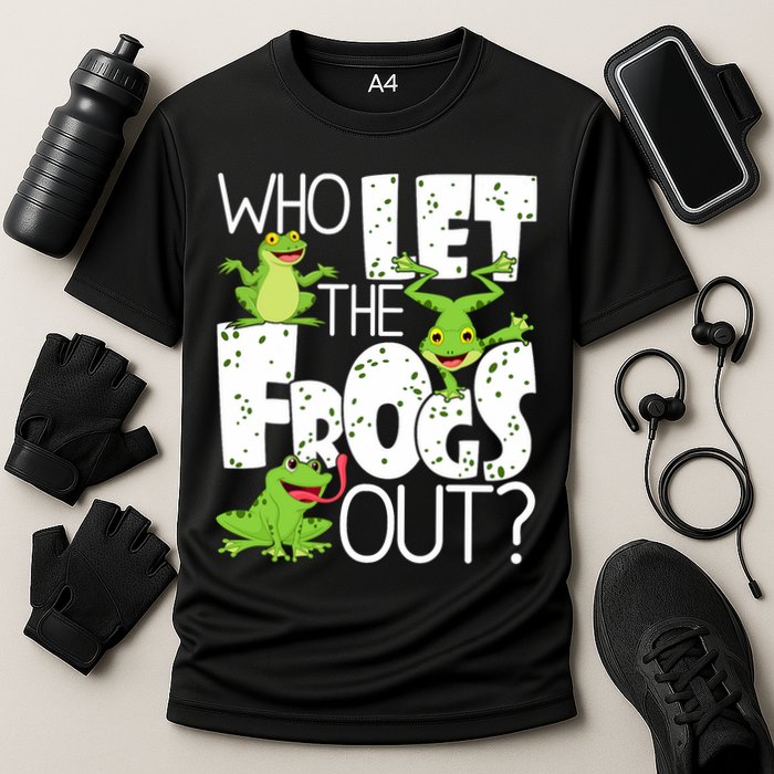 Who Let The Frogs Out Funny Amphibian Lover Frog Owner Cooling Performance Crew T-Shirt