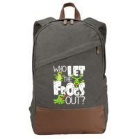 Who Let The Frogs Out Funny Amphibian Lover Frog Owner Cotton Canvas Backpack