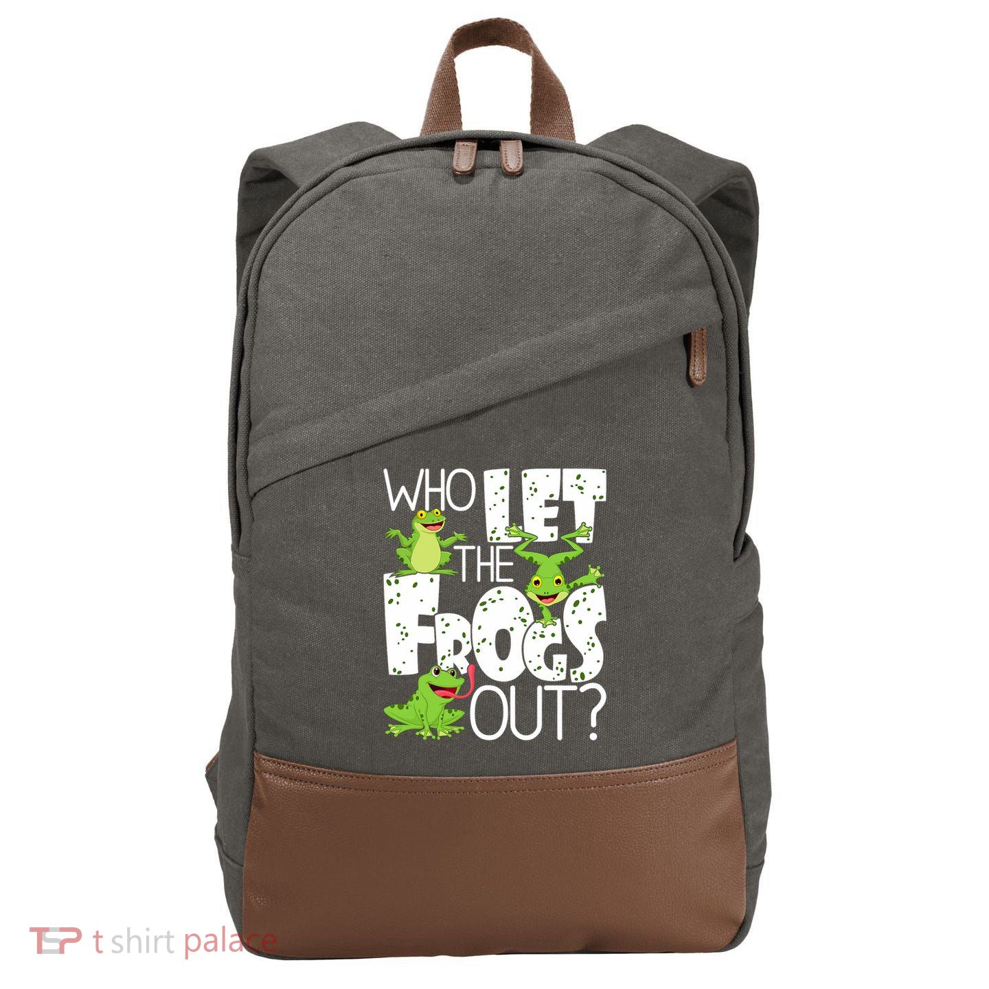 Who Let The Frogs Out Funny Amphibian Lover Frog Owner Cotton Canvas Backpack
