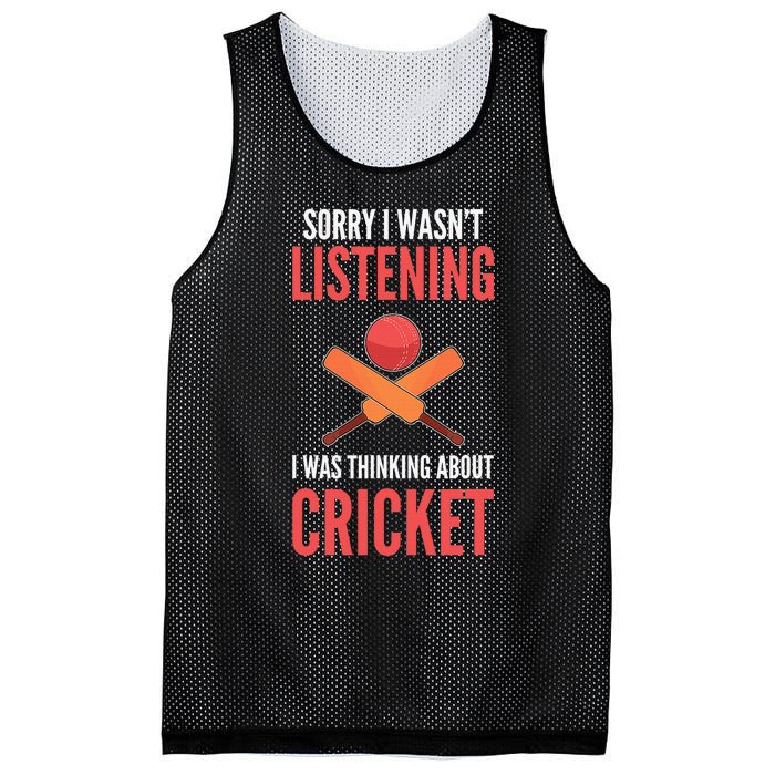 Wasn't Listening Thinking About Cricket Funny Cricket Player Mesh Reversible Basketball Jersey Tank