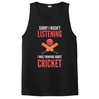 Wasn't Listening Thinking About Cricket Funny Cricket Player PosiCharge Competitor Tank