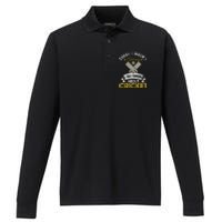 Wasn't Listening Thinking About Cricket Funny Cricket Player Performance Long Sleeve Polo