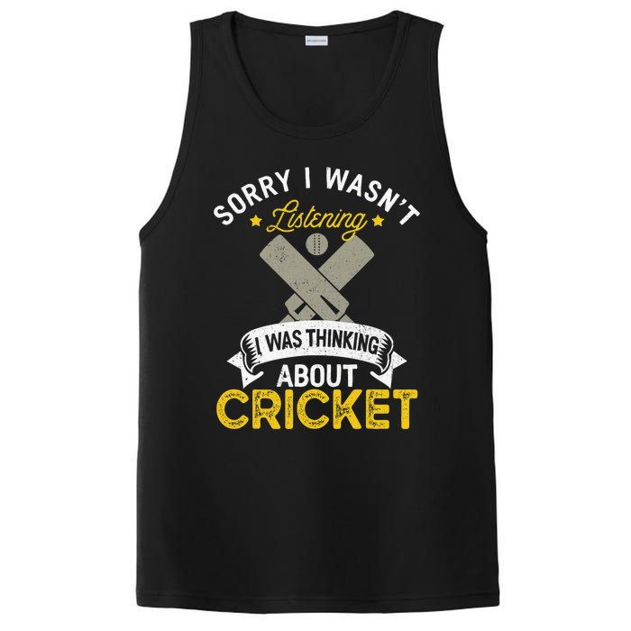 Wasn't Listening Thinking About Cricket Funny Cricket Player PosiCharge Competitor Tank