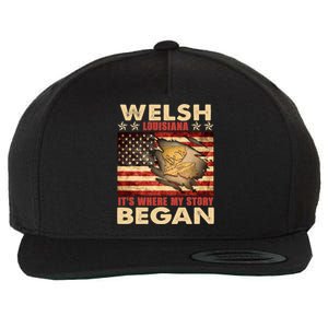 Welsh Louisiana Usa Flag 4th Of July Great Gift Wool Snapback Cap