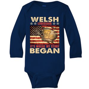 Welsh Louisiana Usa Flag 4th Of July Great Gift Baby Long Sleeve Bodysuit