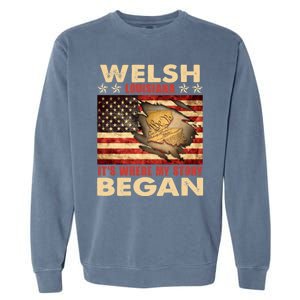 Welsh Louisiana Usa Flag 4th Of July Great Gift Garment-Dyed Sweatshirt