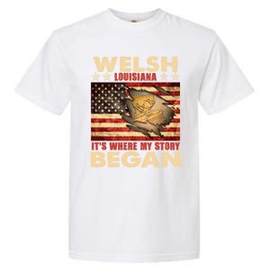 Welsh Louisiana Usa Flag 4th Of July Great Gift Garment-Dyed Heavyweight T-Shirt