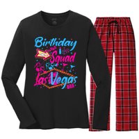 Womens Las Vegas Birthday Squad Party In Vegas Birthday Women's Long Sleeve Flannel Pajama Set 