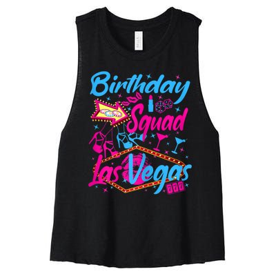 Womens Las Vegas Birthday Squad Party In Vegas Birthday Women's Racerback Cropped Tank