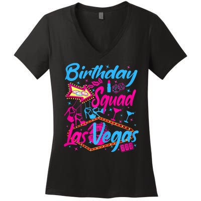 Womens Las Vegas Birthday Squad Party In Vegas Birthday Women's V-Neck T-Shirt