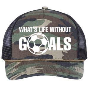 Whats Life Without Goals Soccer Player Coach Retro Rope Trucker Hat Cap