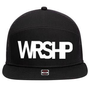 WRSHP Logo Worship Christian 7 Panel Mesh Trucker Snapback Hat