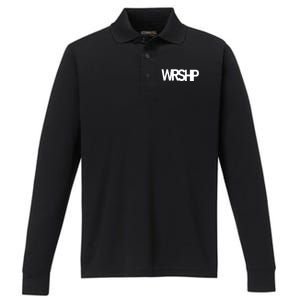 WRSHP Logo Worship Christian Performance Long Sleeve Polo