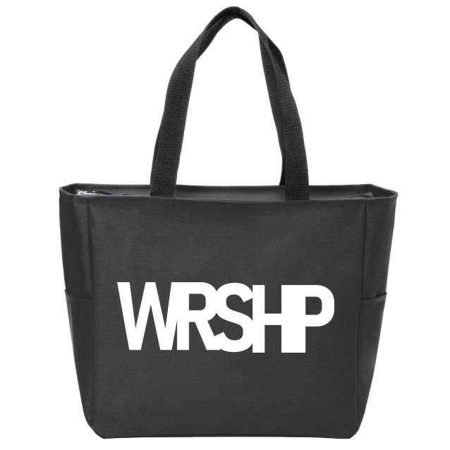 WRSHP Logo Worship Christian Zip Tote Bag