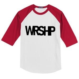 WRSHP Logo Worship Christian Kids Colorblock Raglan Jersey