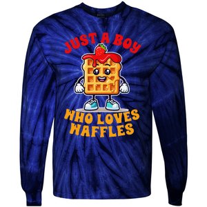 Waffle Lover Waffle Squad Foodie Just A Boy Loves Waffles Tie-Dye Long Sleeve Shirt