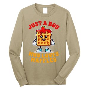 Waffle Lover Waffle Squad Foodie Just A Boy Loves Waffles Long Sleeve Shirt