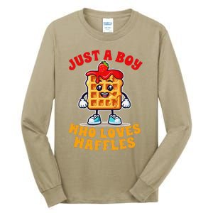 Waffle Lover Waffle Squad Foodie Just A Boy Loves Waffles Tall Long Sleeve T-Shirt