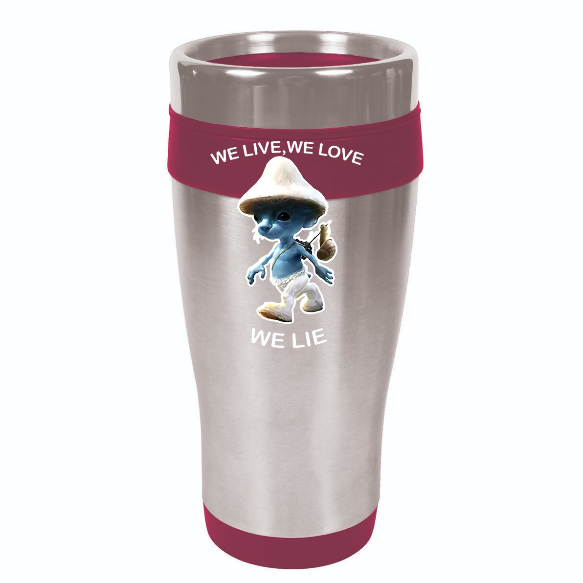 We Live We Love We Lie Funny Blue Mushroom Cat Trendy Meme Sustainable Bucket Hat