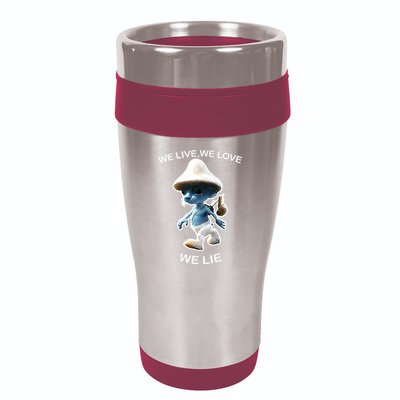 We Live We Love We Lie Funny Blue Mushroom Cat Trendy Meme 16oz Travel Tumbler