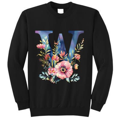 Watercolor Letter W With Floral Accents Sweatshirt