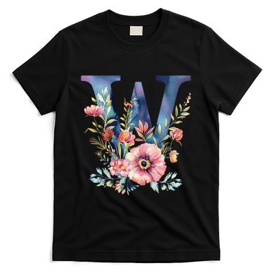 Watercolor Letter W With Floral Accents T-Shirt