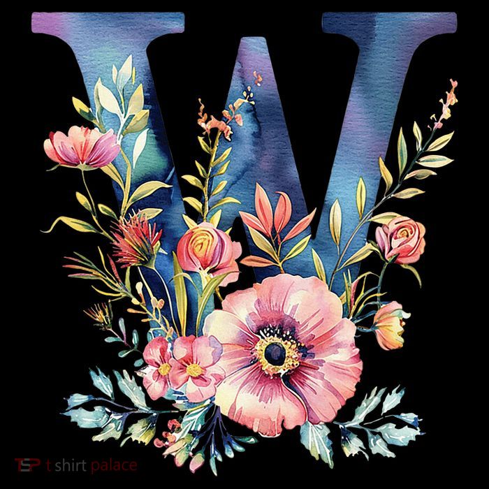 Watercolor Letter W With Floral Accents Tall T-Shirt