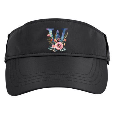 Watercolor Letter W With Floral Accents Adult Drive Performance Visor