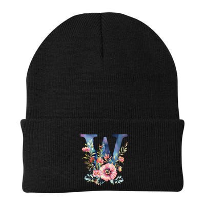 Watercolor Letter W With Floral Accents Beanie