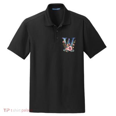 Watercolor Letter W With Floral Accents Dry Zone Grid Polo