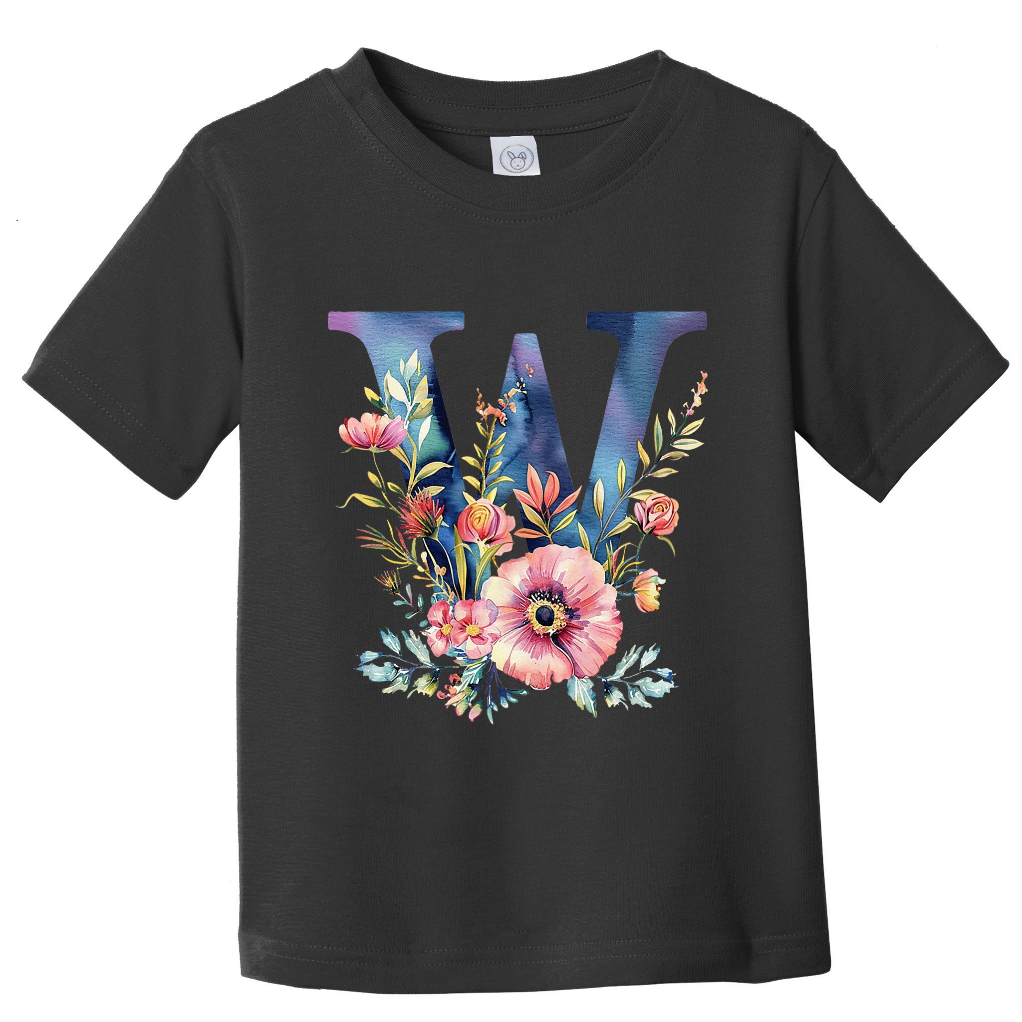 Watercolor Letter W With Floral Accents Toddler T-Shirt