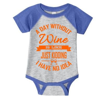 Wine Lover Wine Er A Day Without Wine Sommelier Cute Gift Infant Baby Jersey Bodysuit