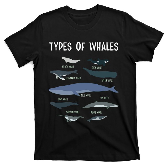 Whale Lover , Whale Lover Gift, Types Of Whales T-Shirt