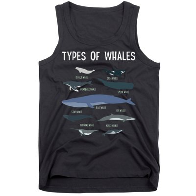 Whale Lover , Whale Lover Gift, Types Of Whales Tank Top