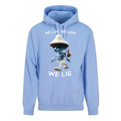 We Live We Love We Lie Trendy Meme Unisex Surf Hoodie