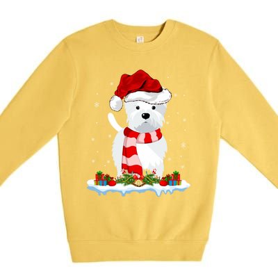 Westie Lover Xmas Lighting Snow Santa Hat Westie Christmas Gift Premium Crewneck Sweatshirt